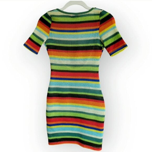 Edikted Rainbow Crochet Dress Short Sleeve Scoopneck Size S - Picture 4 of 11